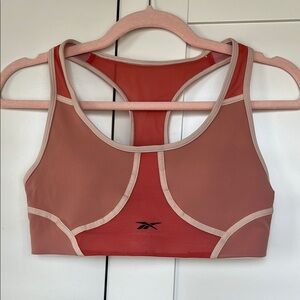 Reebok Canyon Coral Color Block Sports Bra with Racerback Design